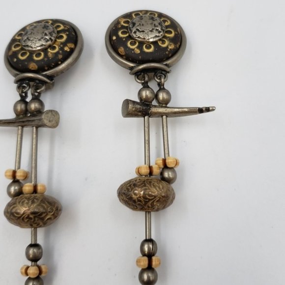 Asian inspired Steampunk Goth Clip On Earrings - Picture 5 of 9